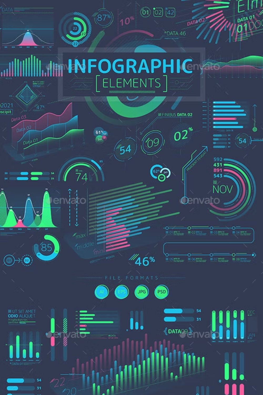 Flat Infographic Elements Pinterest Cover.