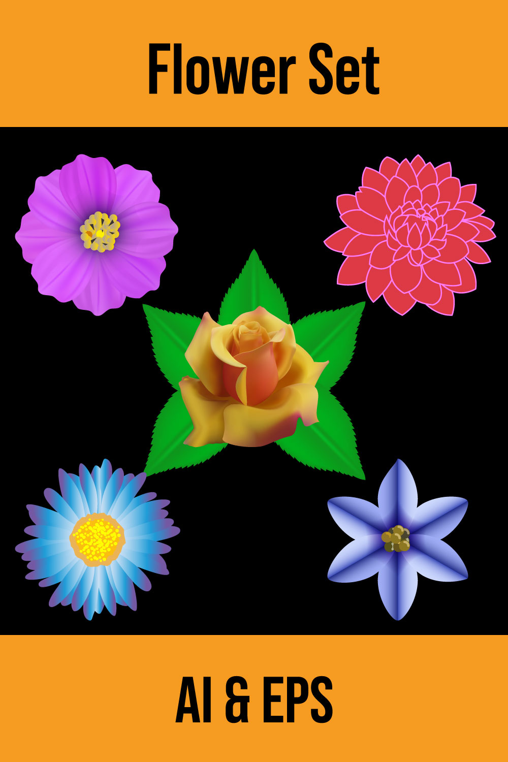 Flower Collection Vector Design pinterest image.