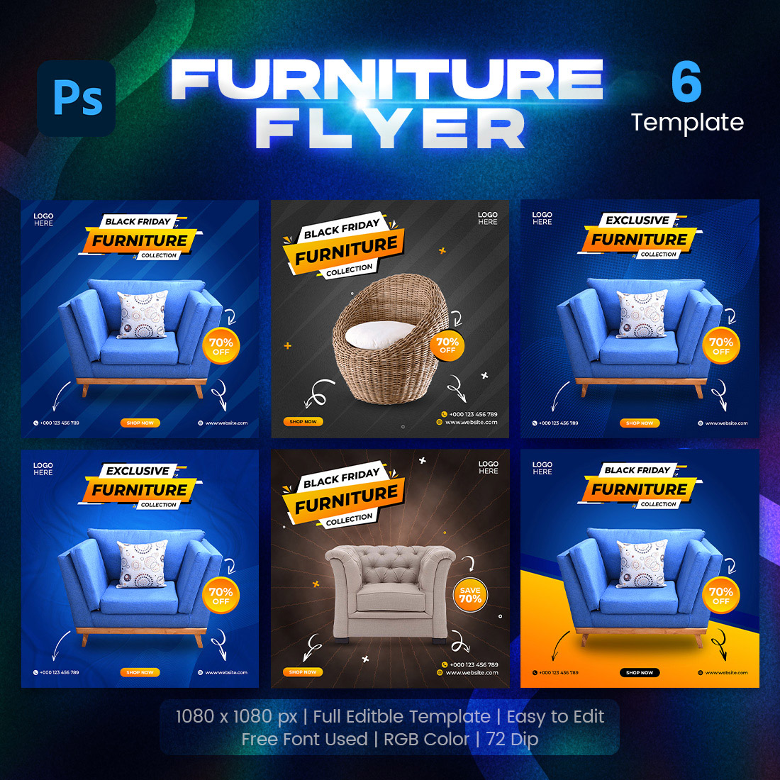 Furniture Sale Social Media Instagram Post 6 Set Template main cover.