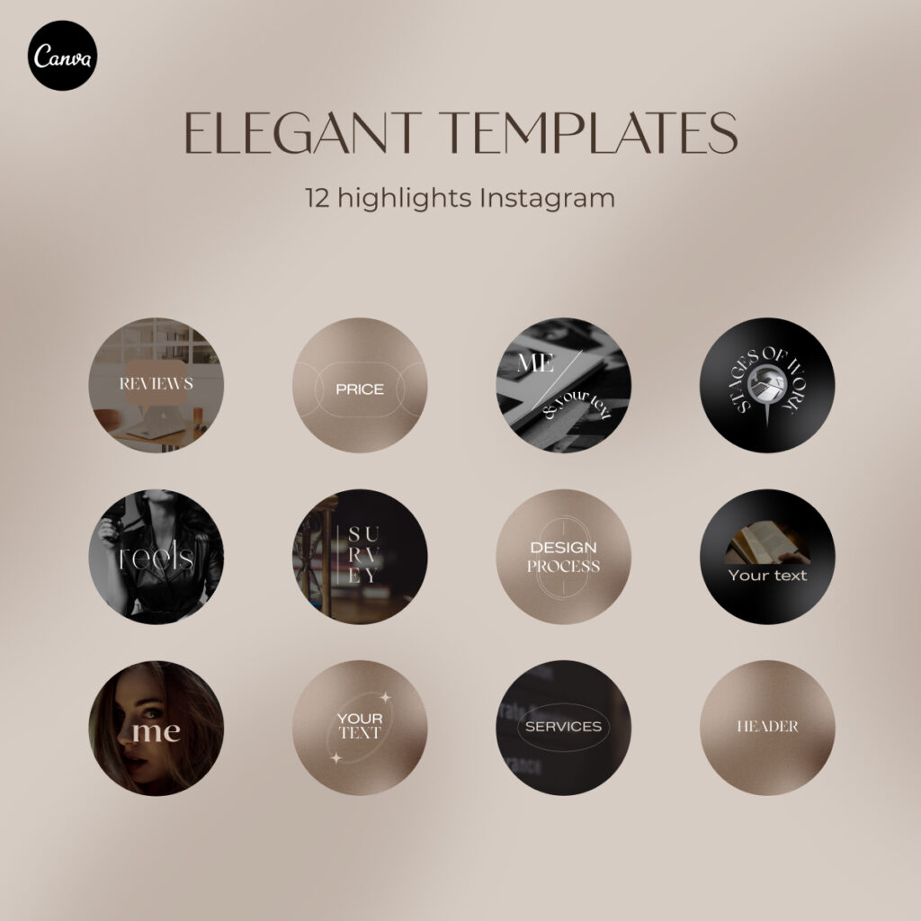 Elegant Highlights Instagram in Canva - MasterBundles
