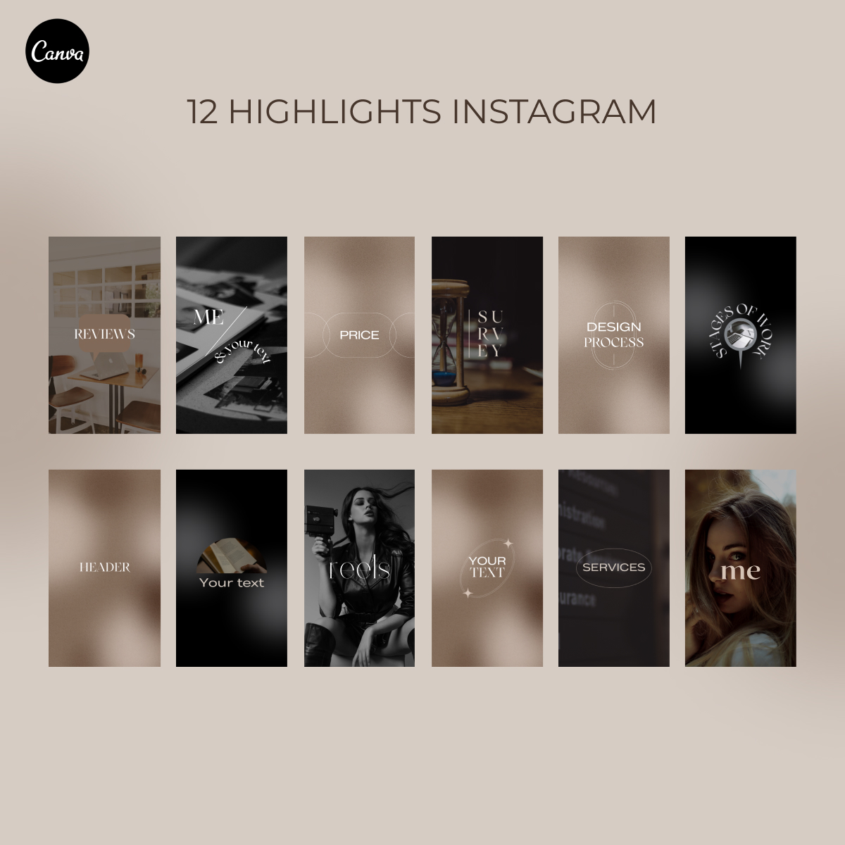 Elegant Highlights Instagram in Canva cover image.