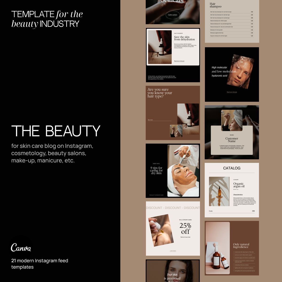Modern Instagram Feed Templates for the Beauty Industry main cover.