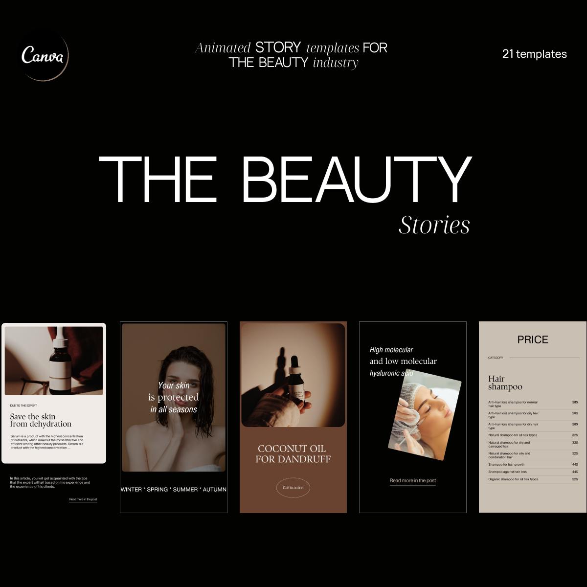 Animated Instagram Story Templates for the Beauty Industry.