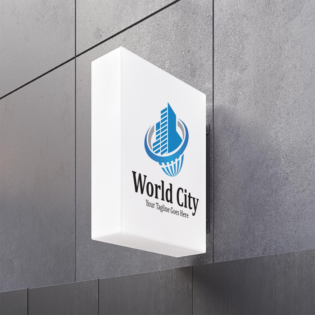 World City Logo Template with lightbox mockup.