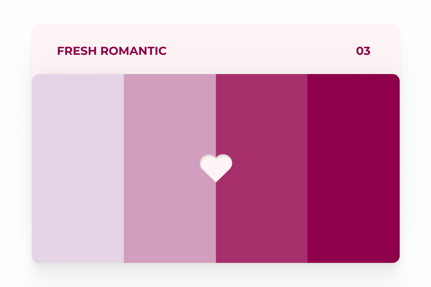 Fresh romantic color palette pinks, purple, red.