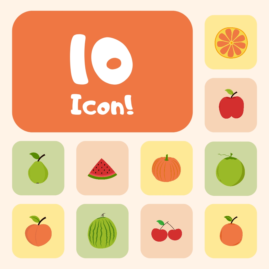 10 Fruit Icon Illustration cover image.