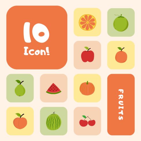 10 Fruit Icon Illustration main cover.