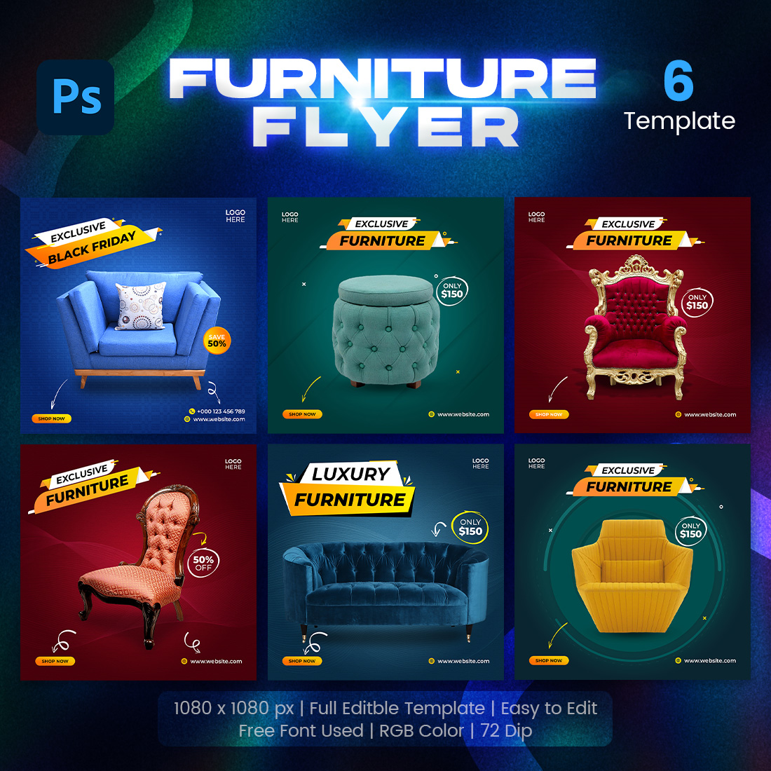 Furniture Flyer Sale Instagram Post and Social Media Post Design Template.