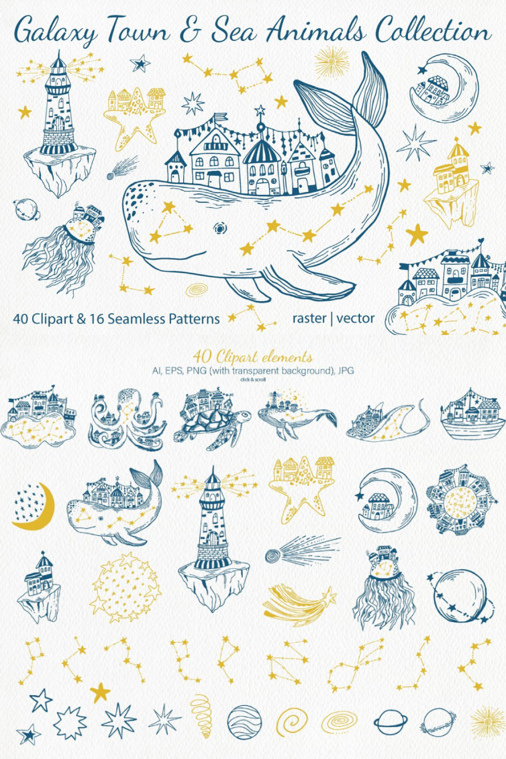 Galaxy Town & Sea Animals Collection - Pinterest.