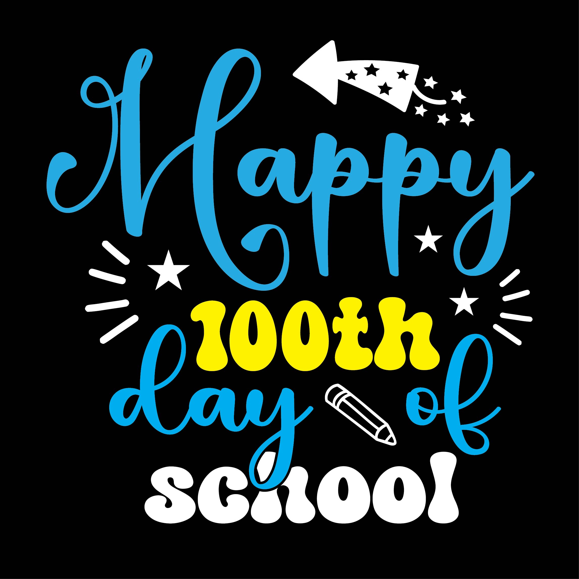 Happy 100th Day of School SVG T-Shirt Design cover image.