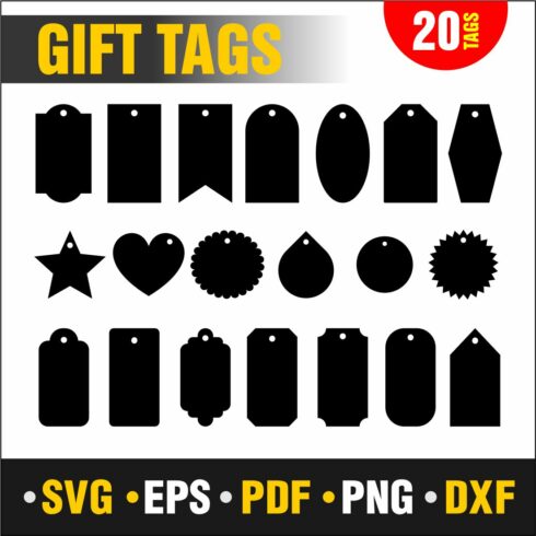 Gift Tags SVG, PDF, PNG, DXF, EPS main cover.
