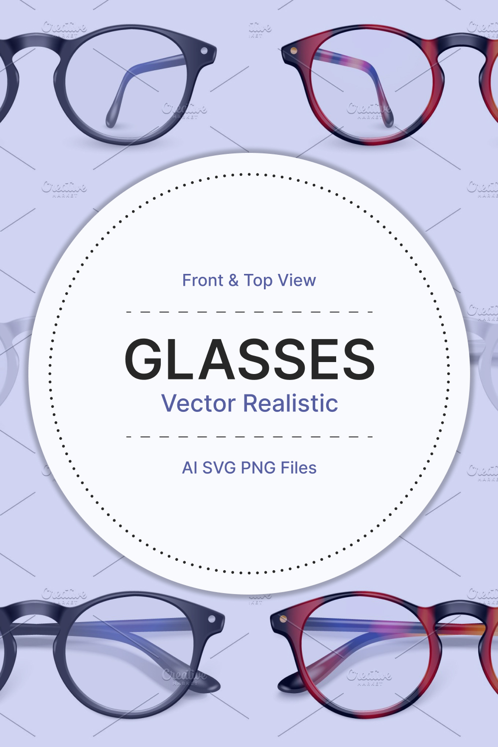 Glasses Vector Set Pinterest Cover.
