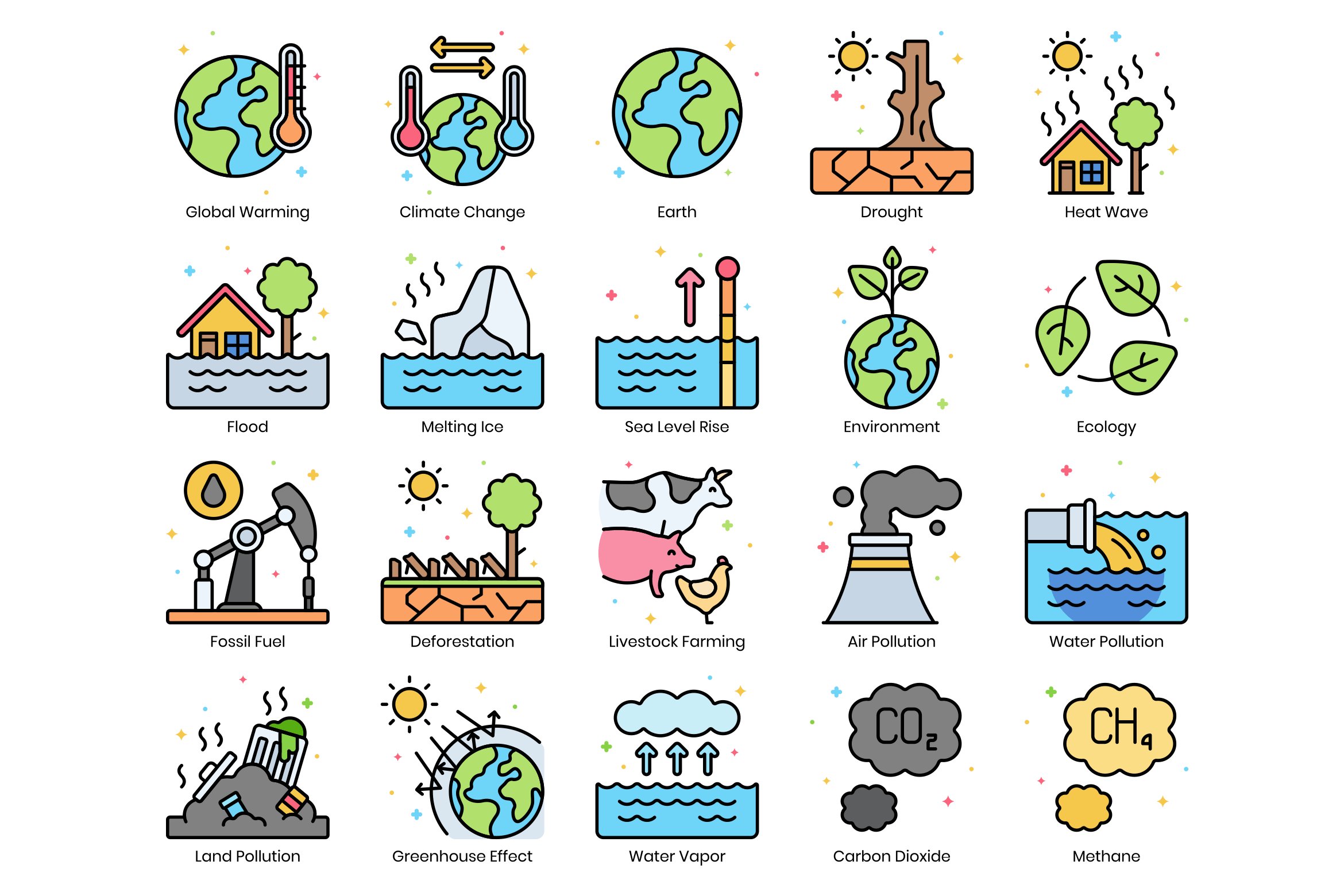 60 Global Warming Icons | Vivid preview.