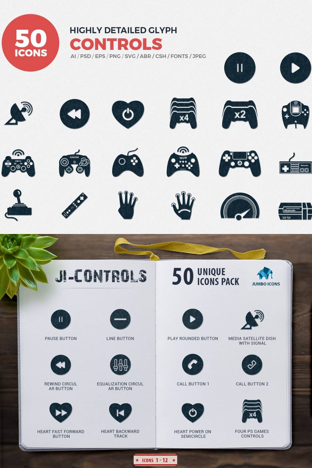 Glyph Icons Control Set Pinterest Cover.