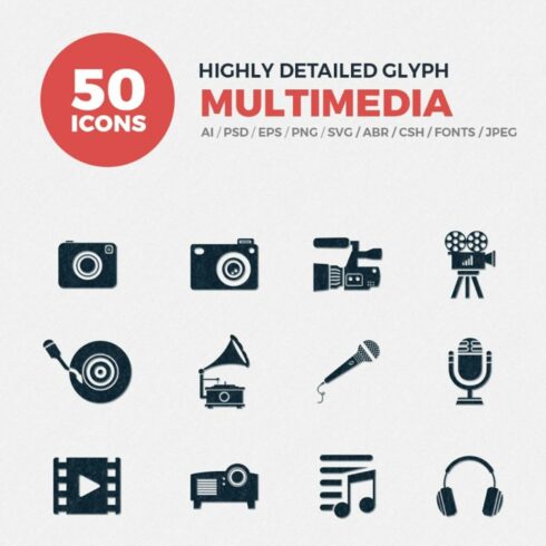 Glyph Icons Multimedia Set Main Cover.
