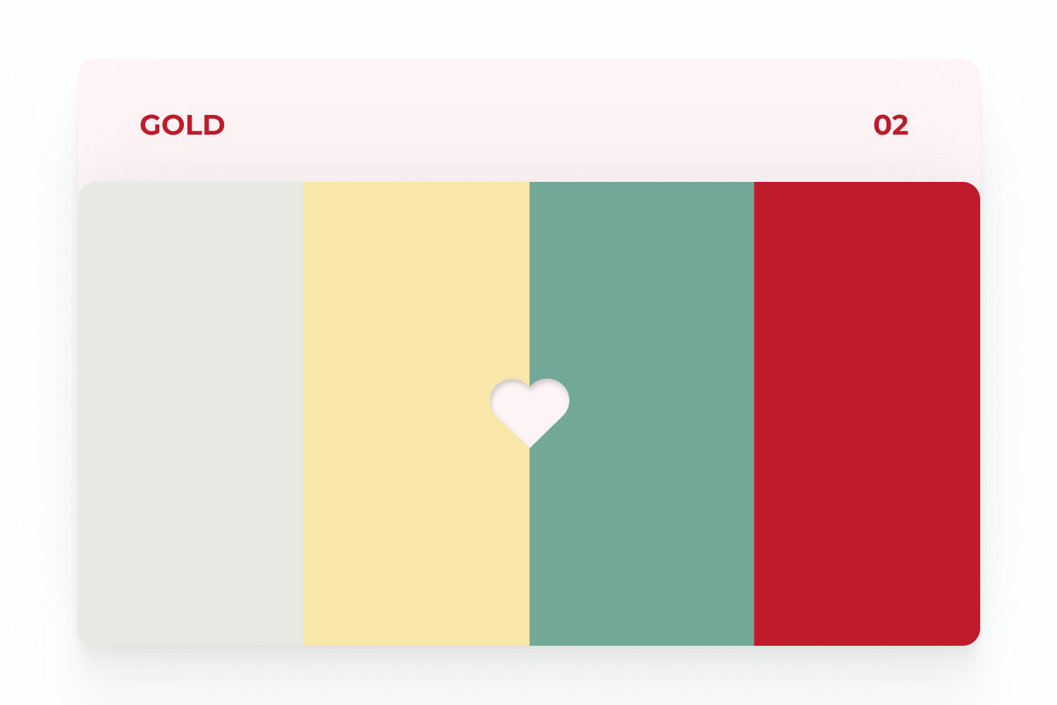 Gold colors for valentine s postcard grey, yellow, green, red.
