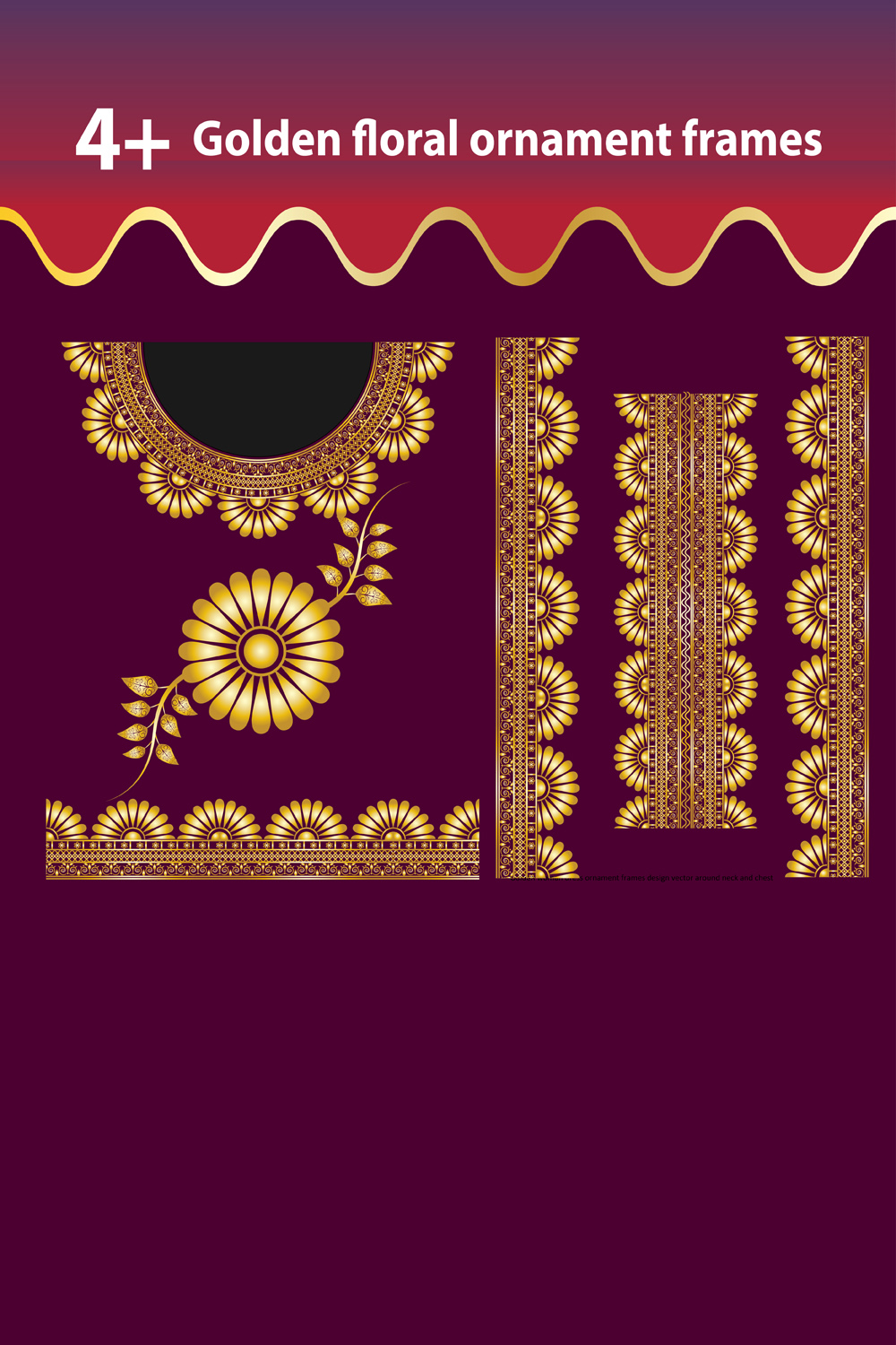 golden woman dress ornament frames design vector around nec 488