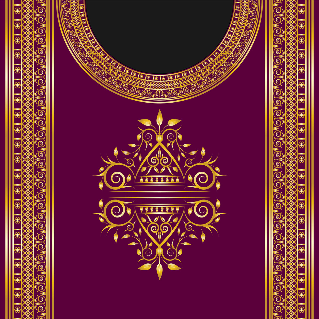 Golden Woman Dress Ornament Frames Design Vector Around Neck main cover.