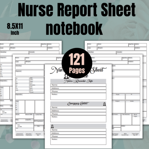 Nurse Report Sheet Notebook KDP Interior main cover
