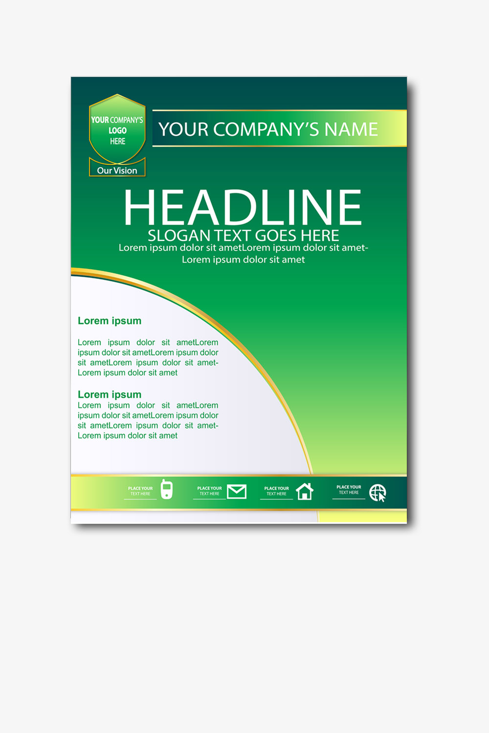 green gradient business flyer layout template design vector 721