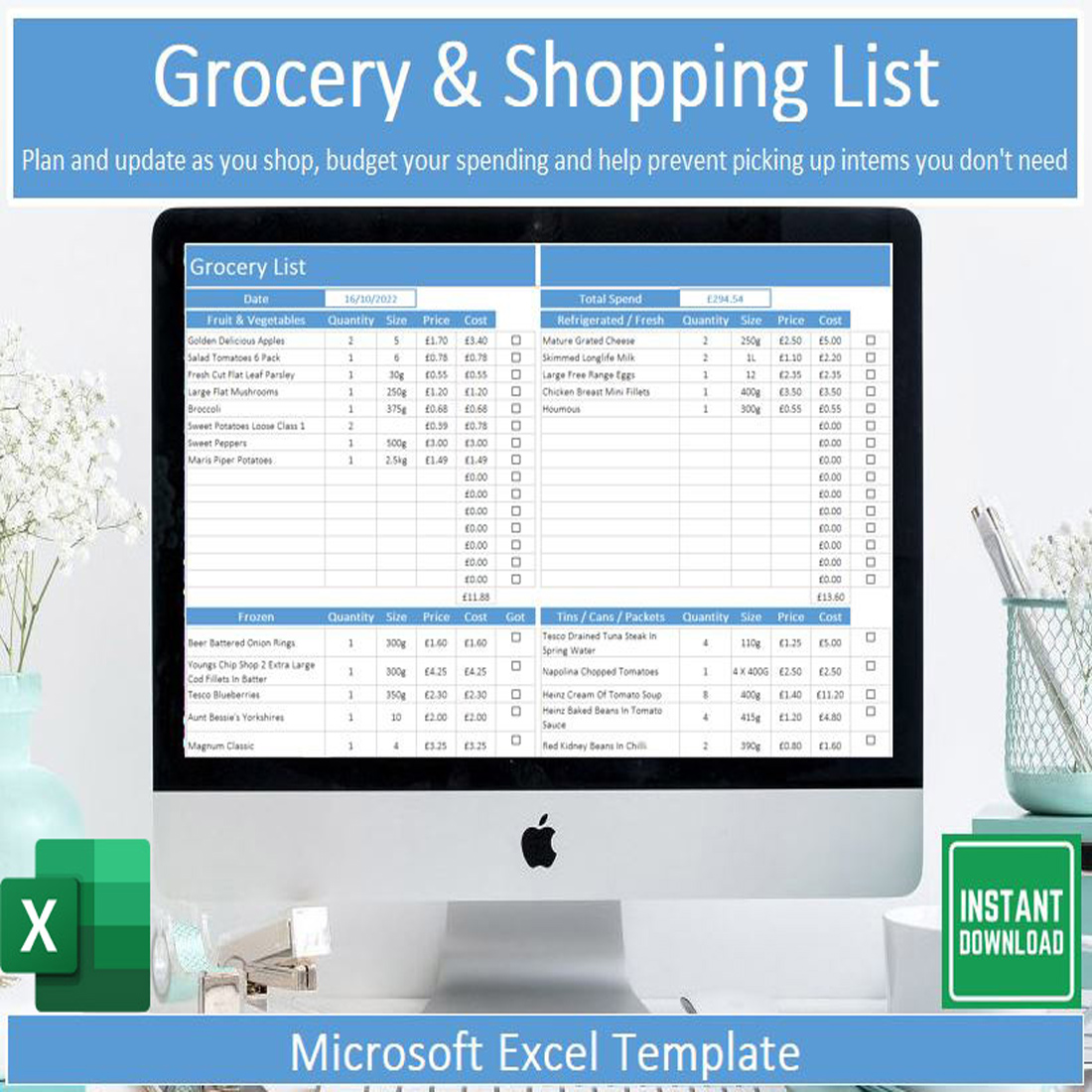 Editable Shopping List Template cover image.