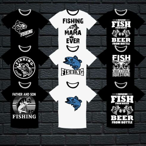 Fishing T-shirt Bundle SVG EPS cover image.