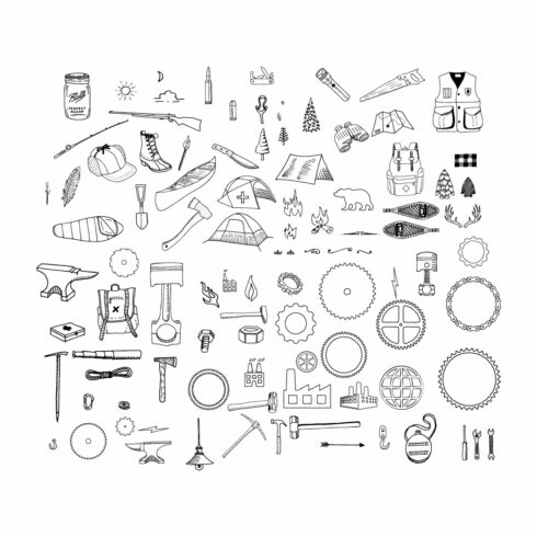Hand Drawn Vector – Camping and Hiking Elements - MasterBundles