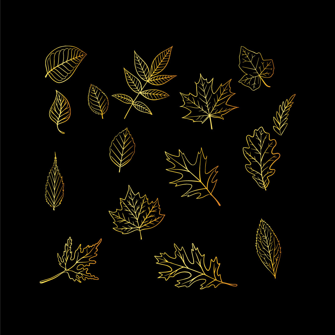 Black background with gold leaves.