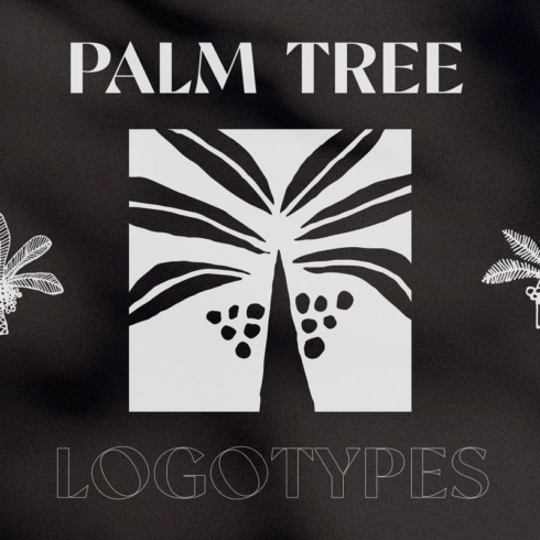 Hand drawn palm tree logotypes main image.