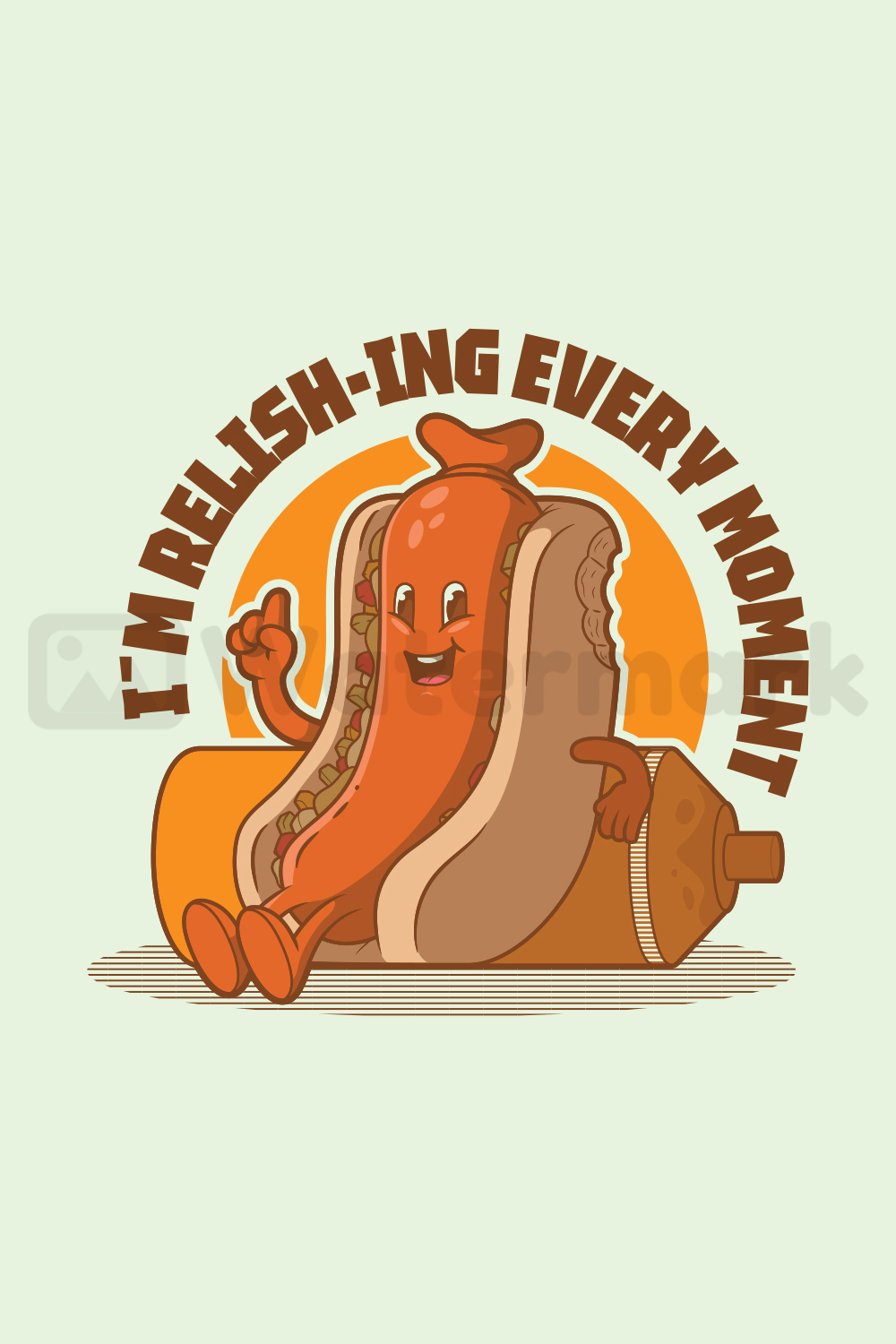 Happy Hot Dog Illustration Design pinterest image.