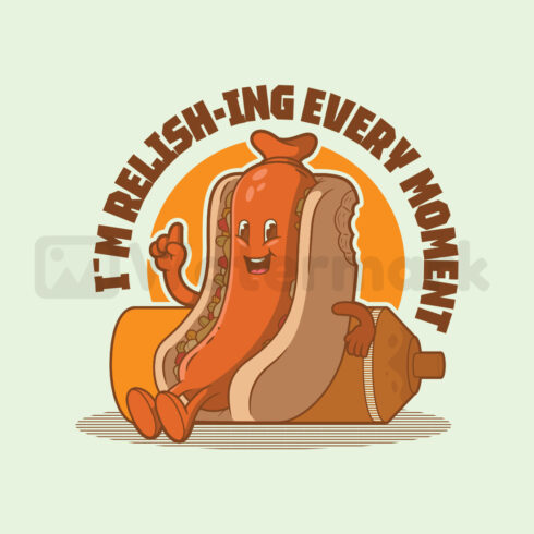 Happy Hot Dog Illustration Design cover image.
