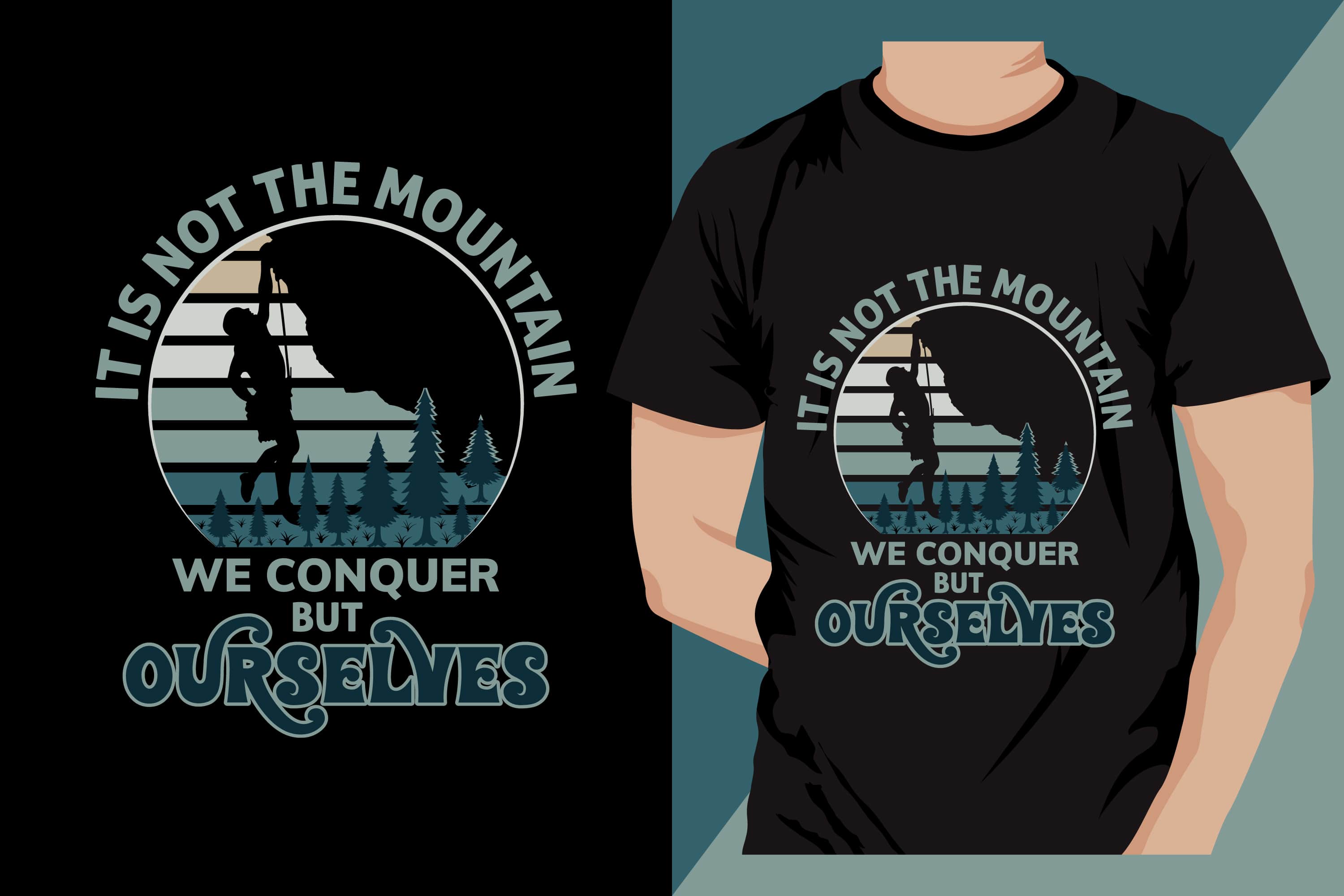 Hiking T-shirt Design preview image.