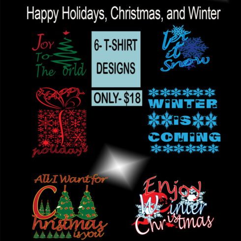 Happy Holidays, Christmas, And Winter T-Shirt Bundle main cover.