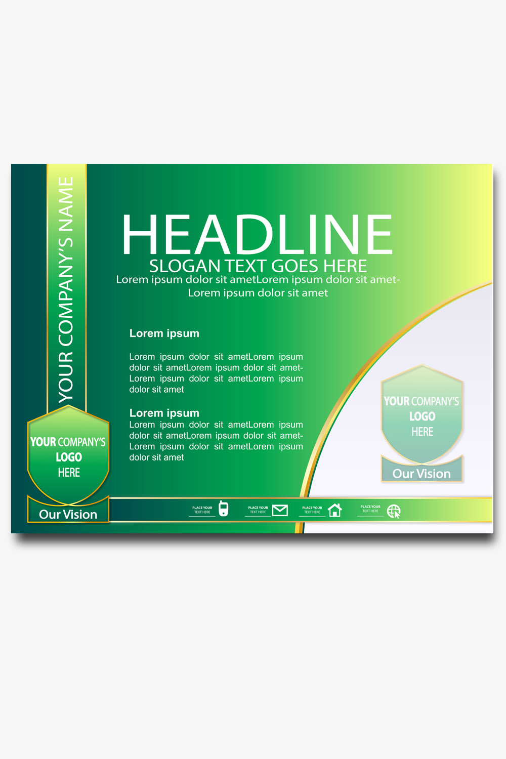 horizontal green gradient business flyer layout template design vector 207