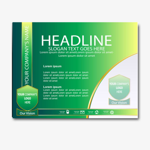 Horizontal Green Gradient Business Flyer Layout Template Design Vector Only 2$ main cover.