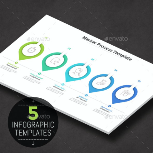 Horizontal infographic process template main cover.