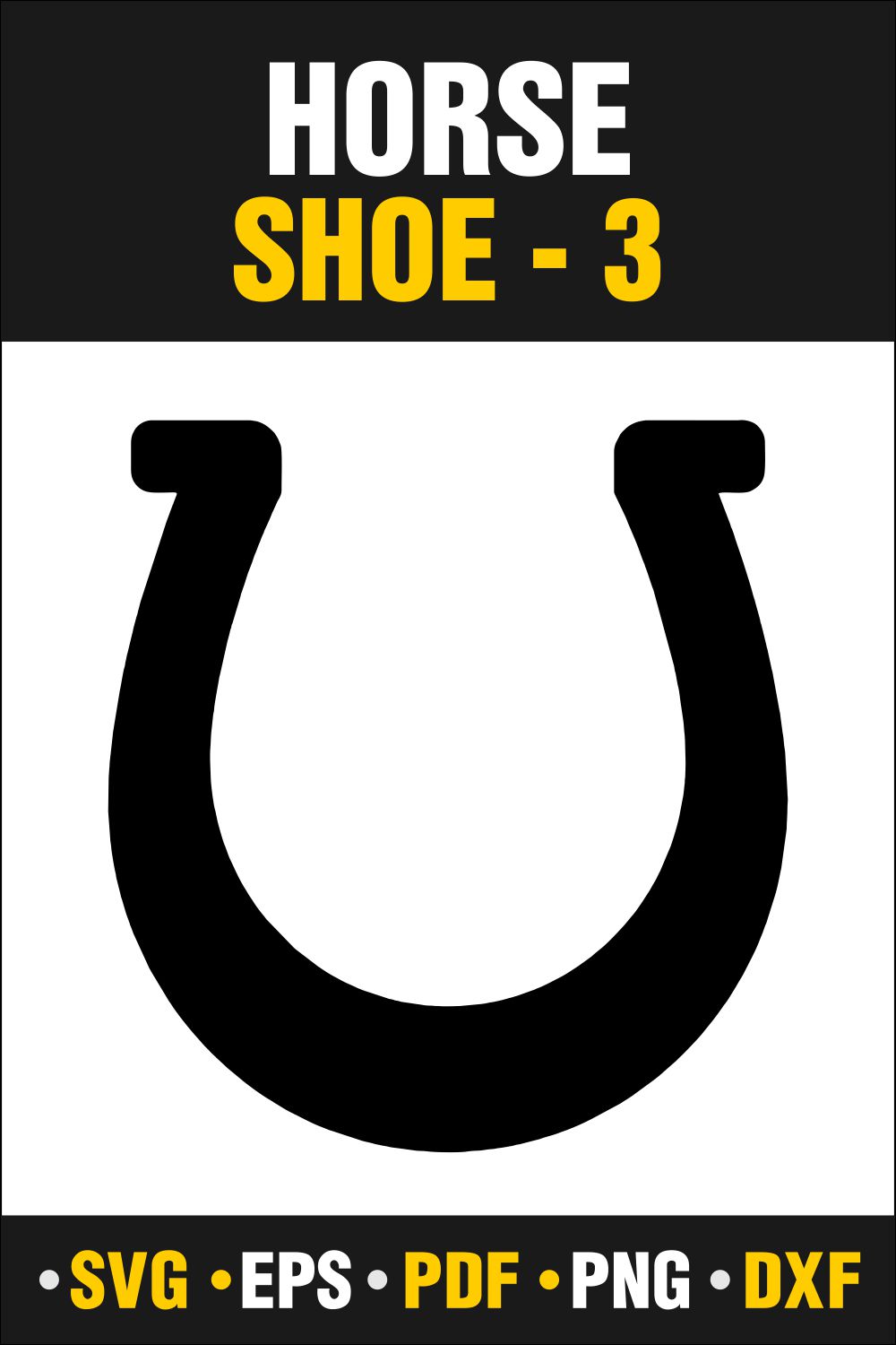 Horse shoe with the words shoe 3 on it.