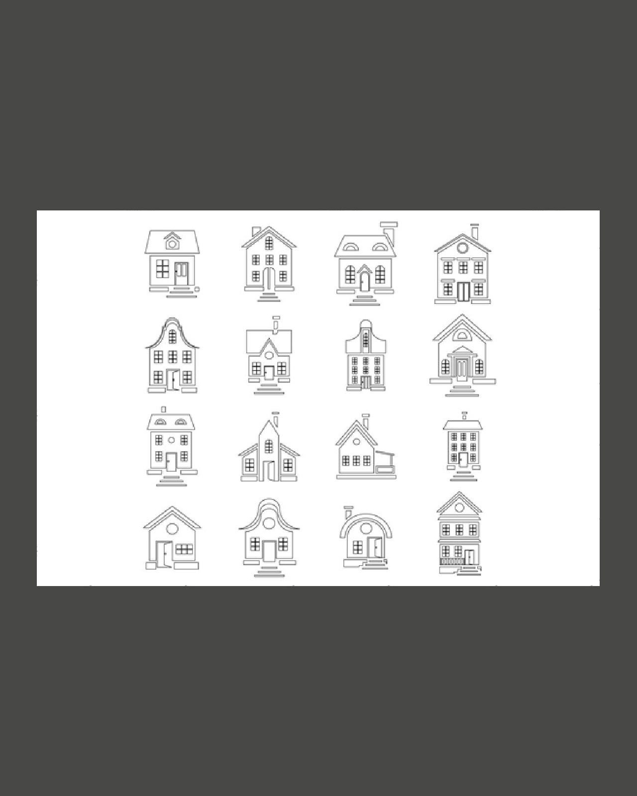 House set in outline style pinterest image.