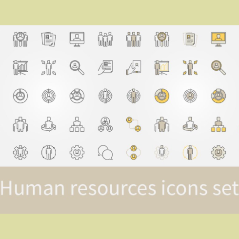 Human resources icons set main cover.