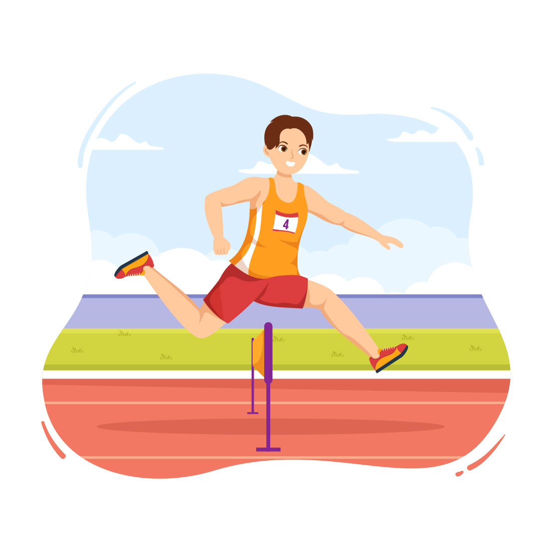 11 Hurdle Long Jump Sportsman Illustration.