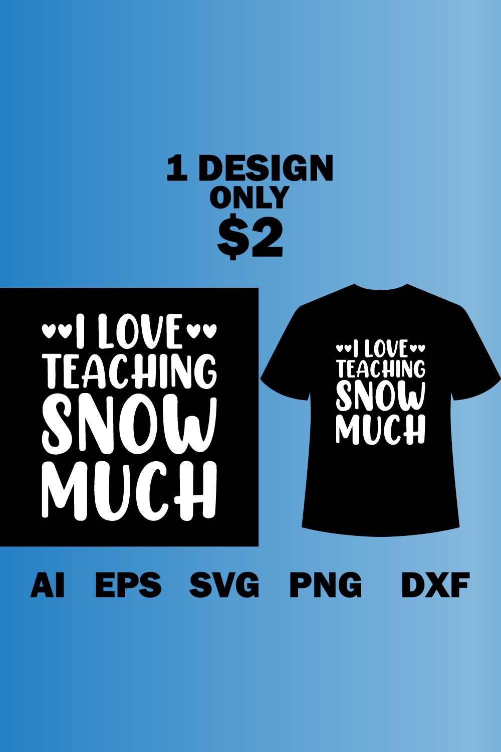 Image of a black t-shirt with an amazing inscription I Love Teaching Snow Much