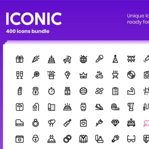 Iconic - 400 Vector Line Icons Main Cover.