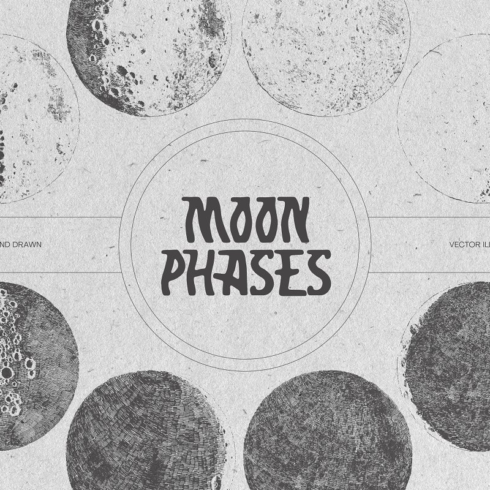 Illustrations of the moon phases main image.