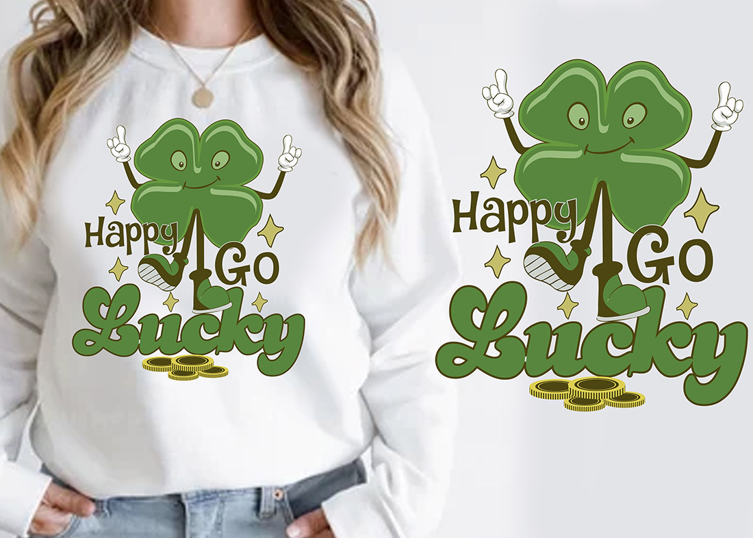 Retro Lucky St. Patrick's Day T-shirt Design Bundle preview image.