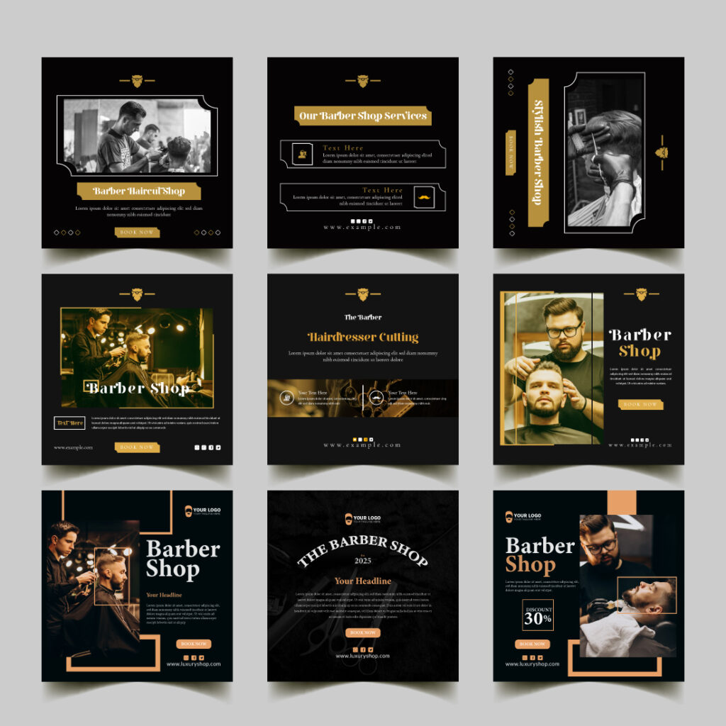 8+ Hairstyle Barber Shop Social Media Post Template - MasterBundles