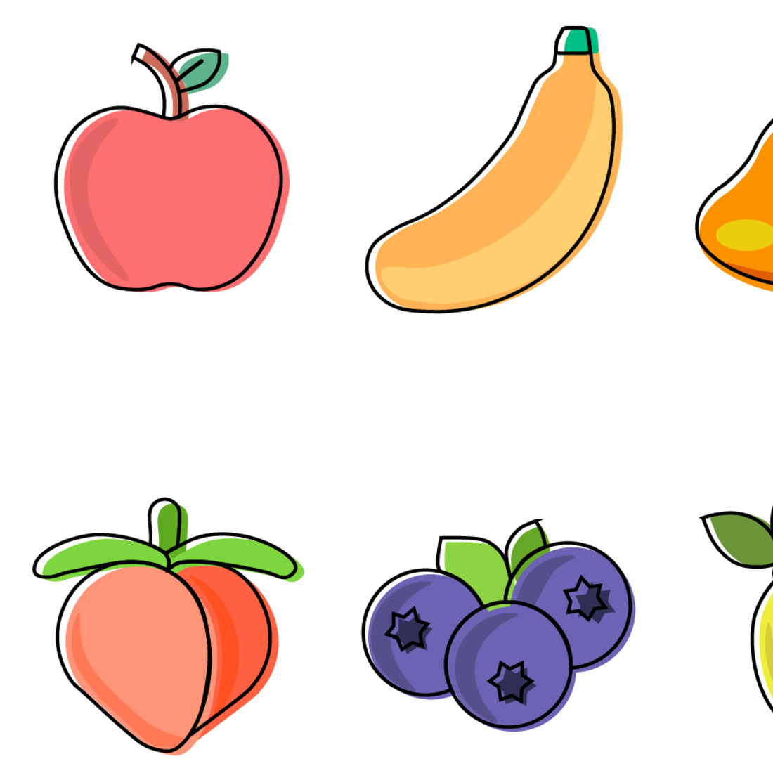 10 Fruit Food Line Icons Design main cover.
