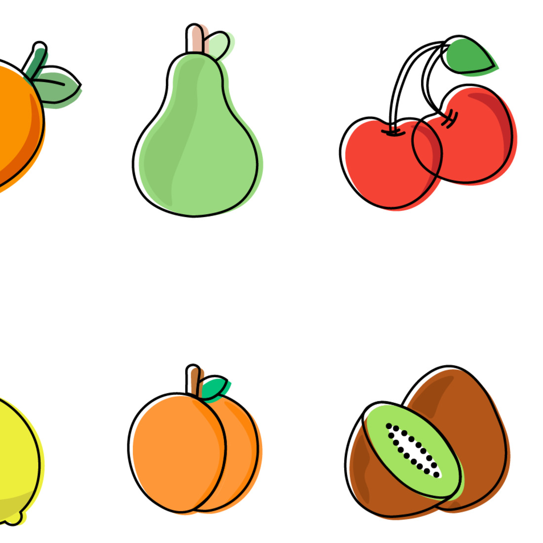 10 Fruit Food Line Icons Design cover image.