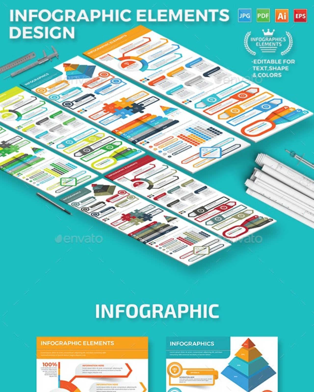 Infographic elements design pinterest image.