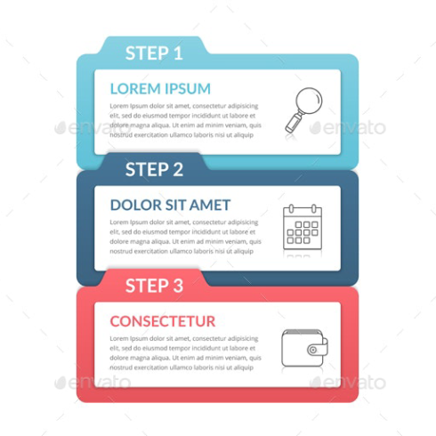 Infographic template with 3 steps main cover.