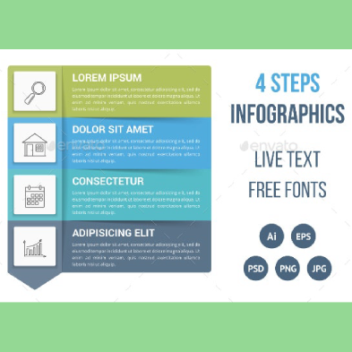 Infographic template with 4 steps main cover.